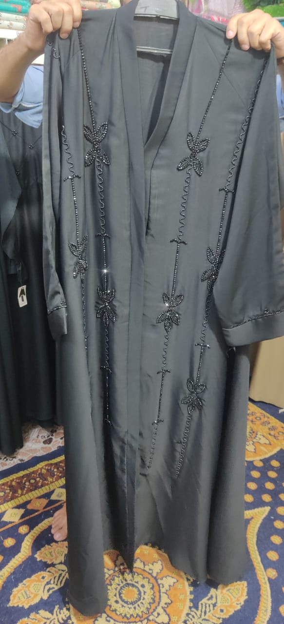 BinEman Zoom Fabric Fancy Abaya - Black